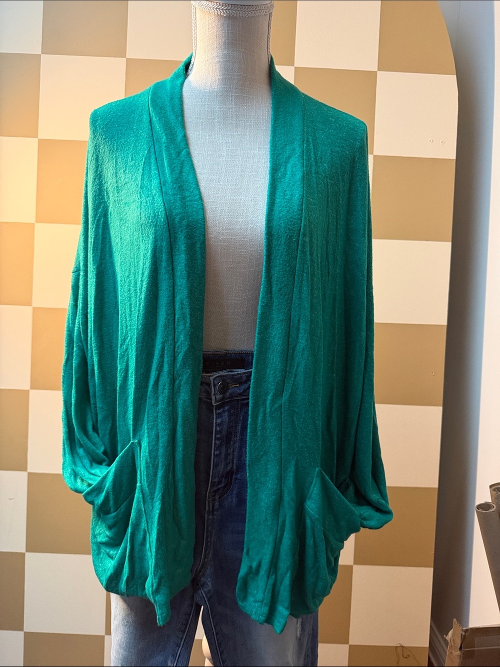Open-Front Women’s Cardigan Sweater - green